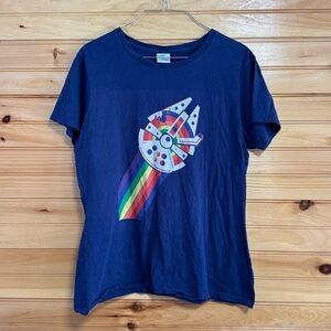 Star Wars Rainbow Millennium Falcon Shirt Large